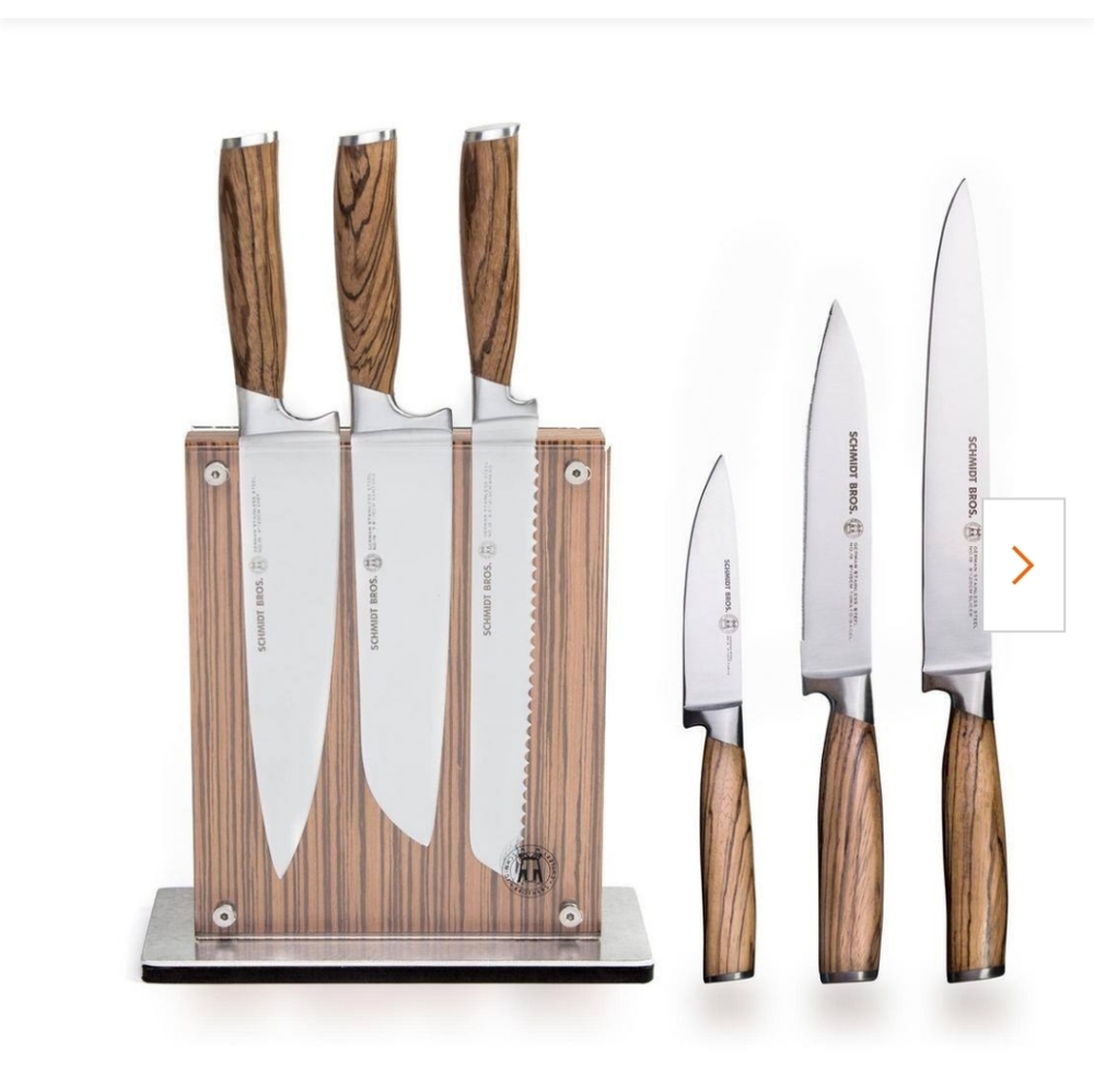 7-Piece Stainless Steel Cutlery Zebra Wood Set with Zebra Midtown Knife Block